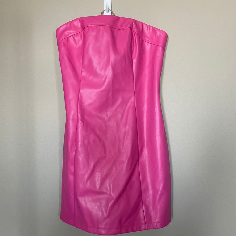 Brand New Pink Faux Leather Strapless Mini